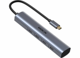 Rozbočovač MOKiN USB-C s rychlostí 10 Gb/s a 4 porty USB-C (stříbrný)