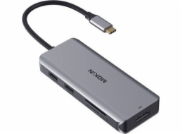 MOKiN Adaptér / dokovací stanice 9 v 1 USB C na 2x USB 2.0 + USB 3.0 + 2x HDMI + DP + PD + SD + Micro SD (stříbrná)