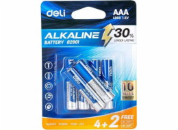 Alkalické baterie Deli AAA LR03 4+2ks