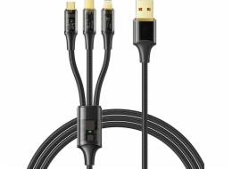 Kabel 3v1 z USB na USB-C / Lightning / Micro USB, Mcdodo CA-3330, 1,2 m (černý)