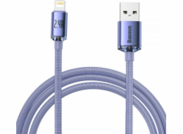 Baseus Crystal Shine kabel USB na Lightning, 2,4A, 2m (fialový)