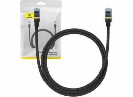 Opletený síťový kabel cat.7 Baseus Ethernet RJ45, 10Gbps, 1m (černý)