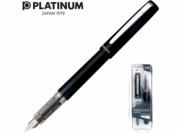 Plnicí pero Platinum Prefounte Graphite Blue, F, v plastovém obalu, na blistru, tmavě modrá