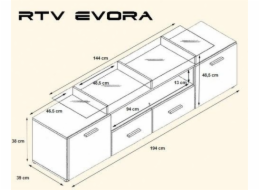 Televizní stolek Cama EVORA 200 černá/bílá lesk