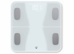 NEDIS chytrá osobní váha/ Bluetooth/ 16 měřících funkcí/ nosnost 180kg/ Android/ iOS/ ABS/ sklo/ bílá