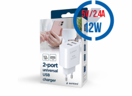 GEMBIRD 2-port universal USB charger 2.4A white