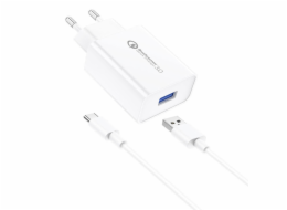 Foneng EU13 síťová nabíječka + kabel USB-C, 3A (bílá)