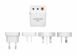 Cubenest Cestovní PD GaN Adaptér 65W S3D1 - (2× USB-C až 65 W, 1× USB-A až 60 W),  přepěťová a podpěťová ochrana