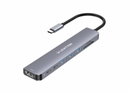 Lention 8v1 Rozbočovač USB-C na 3x USB 3.0 + SD/TF + PD + USB-C + HDMI 4K60Hz (šedý)