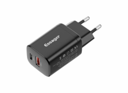 Essager PD+QC USB-C+USB-A 30W EU nabíječka (černá)