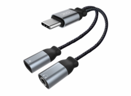 Audio adaptér Type-c na Type-c + Jack 3,5 mm XO NBR160B Funkce přenosu Bluetooth (černý)