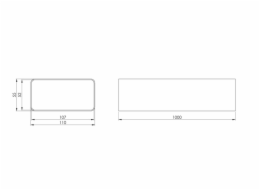 Ventilační kanál EUROPLAST, 110 x 55 x 1000 mm