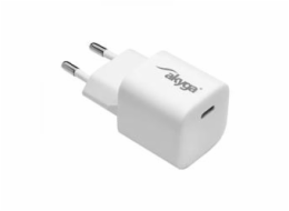 Akyga Nabíječka univerzální USB-C PD 5-12V / max. 3A 25W Quick Charge 3.0 GaN, bílá