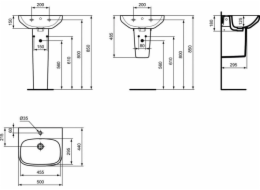 Umyvadlo Ideal Standard I.LIFE A T470701, ker, 18x50x44 cm