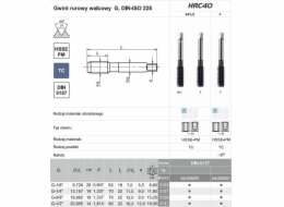 Fanar THREAD G 3/8 NGRA/2-P DIN-5157 (-X) HSSE-PM TICN HRC40 - A4-225D51-3129