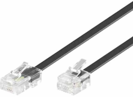 Kabel telefonní rovný 8P4C plug - 6P4C plug 3m - černý