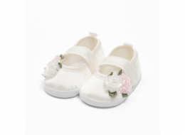 Kojenecké saténové capáčky New Baby Ivory Flowers 6-12 m