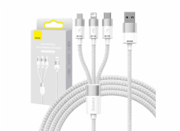 Kabel 3v1 USB Baseus řady StarSpeed, USB-C + micro + Lightning 3,5A, 1,2 m (bílý)