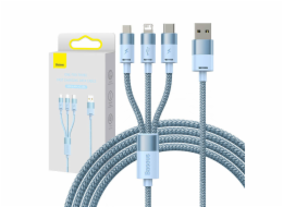 Kabel USB 3v1 Baseus řady StarSpeed, USB-C + Micro + Lightning 3,5A, 1,2 m (modrý)