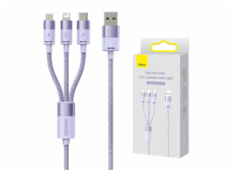 Kabel USB 3v1 Baseus řady StarSpeed, USB-C + Micro + Lightning 3,5A, 1,2 m (fialový)