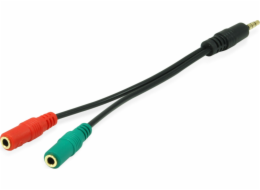 Equip Jack 3,5 mm – Jack 3,5 mm x2 kabel 0,15 m černý (147943)