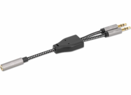 AV adaptér Manhattan Jack 3,5 mm - Jack 3,5 mm x2 šedý (356121)