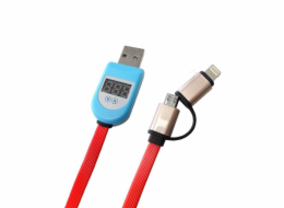 Gotel USB-A - microUSB + Lightning kabel 1 m červený (K784A)