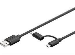 USB 2.0 Kabel, USB-A Stecker > USB-C + Micro-USB Stecker