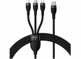 Kabel USB 3v1 Baseus Flash Series 2, USB-C + micro USB + Lightning, 100 W, 1,5 m (černý)