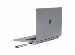 Dokovací stanice / rozbočovač USB-C pro MacBook Pro 13" / 14" INVZI MagHub 12v2 se zásobníkem SSD (šedá)