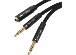 Cable audio mini jack 3.5mm female to 2x mini jack 3.5 mm male Vention BBLBAB 0.6m (black)