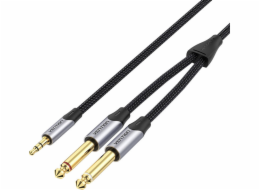 Cable audio mini jack 3.5mm to 2x  6.5mm Vention BARHG 1.5m (grey)