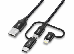 Cable Choetech IP0030, MFi 3in1, USB-A/Lightning/Micro USB/USB-C, 5V, 1,2m (black)