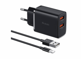 Mcdodo CH-5071 USB-A*2, 12W network charger + USB-A to lightning cable (black)