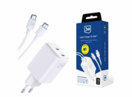 3mk Hyper Charger PD 45W+USB Cable C to C White