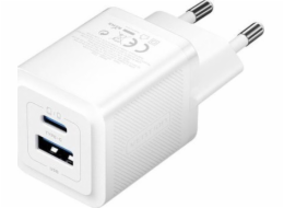 Wall charger, Vention, FEQW0-EU,  USB-C + USB- A,  30W/30W , GaN (white)