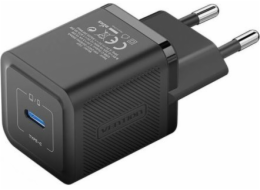 Wall charger, Vention, FEPB0-EU, USB-C, 20W, GaN (black)