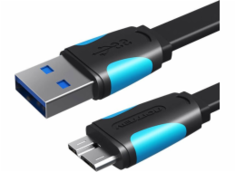 Flat USB 3.0 A to Micro-B cable Vention VAS-A12-B025 0.25m Black