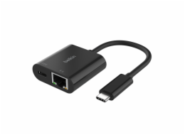 Belkin USB-C adaptér s Gigabit Ethernetem RJ45 + 100W napájení, černá