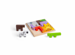 Bigjigs Toys Dřevěné kostky puzzle se zvířátky safari