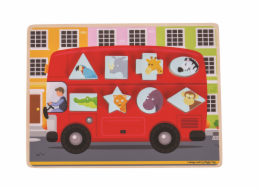 Bigjigs Toys Vkládací puzzle autobus se zvířátky