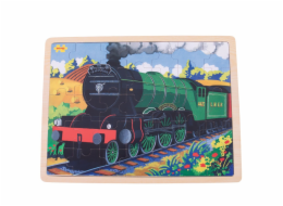 Bigjigs Toys Dřevěné puzzle historický vlak Flying Scotsman 35 dílků