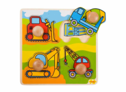 Bigjigs Toys Vkládací puzzle stavební stroje