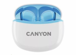 CANYON TWS-5 BT sluchátka s mikrofonem, BT V5.3 JL 6983D4, pouzdro 500mAh+40mAh až 38h, modrá