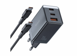 GaN Mcdodo CH-1543 network charger, 2x USB-C, 1x USB, 67W + USB-C to USB-C 2m cable (black)