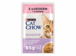 PURINA Cat Chow Sensitive Losos a cuketa - vlhké krmivo pro kočky - 4 x 85g