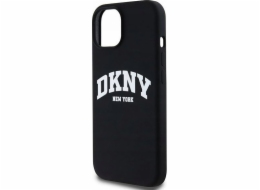 DKNY  tekutý silikon s bílým tištěným logem MagSafe – pouzdro na iPhone 11 (černé)