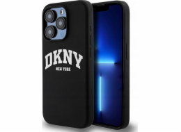 DKNY  tekuté silikonové bílé tištěné logo MagSafe – pouzdro na iPhone 14 Pro (černé)