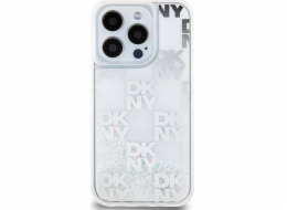 DKNY  Liquid Glitter Multilogo – pouzdro na iPhone 15 Pro (bílé)