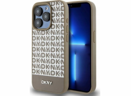 DKNY  DKHMP15XPSOSPW iPhone 15 Pro Max 6.7 hnědé/hnědé pevné pouzdro Kožený tištěný vzor Kovové logo MagSafe